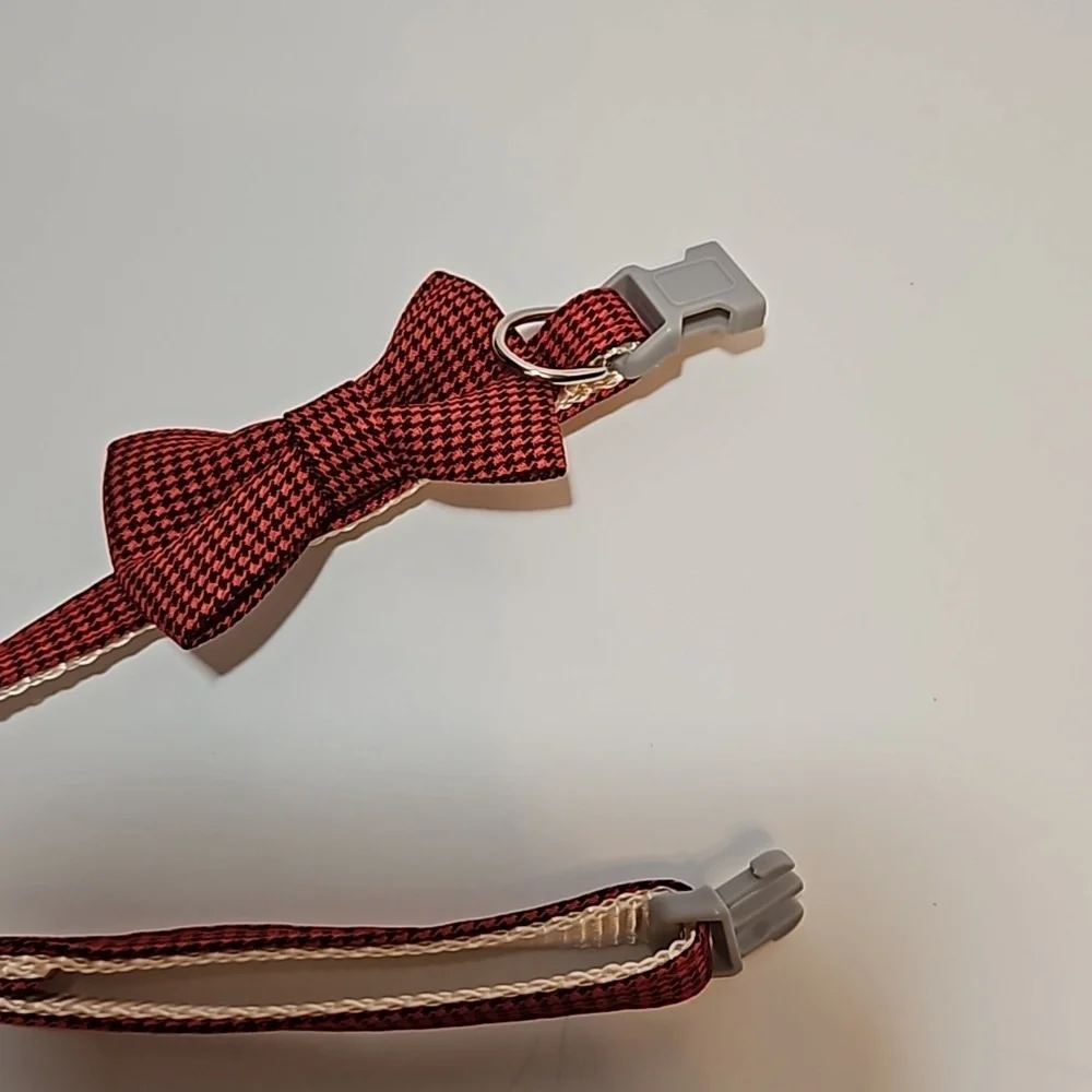 Raccolta Plastica Pet Essential Bow Collar Red Black Houndstooth pattern S-M Pet